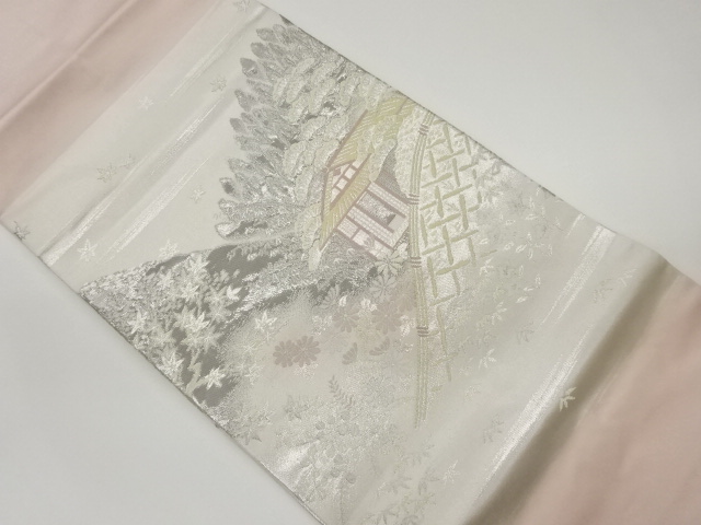 民家に光悦垣・秋草・草木模様織出し名古屋帯